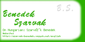 benedek szarvak business card